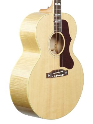 Gibson J185 Original Jumbo Acoustic Electric Antique Natural with Case Body Angled View